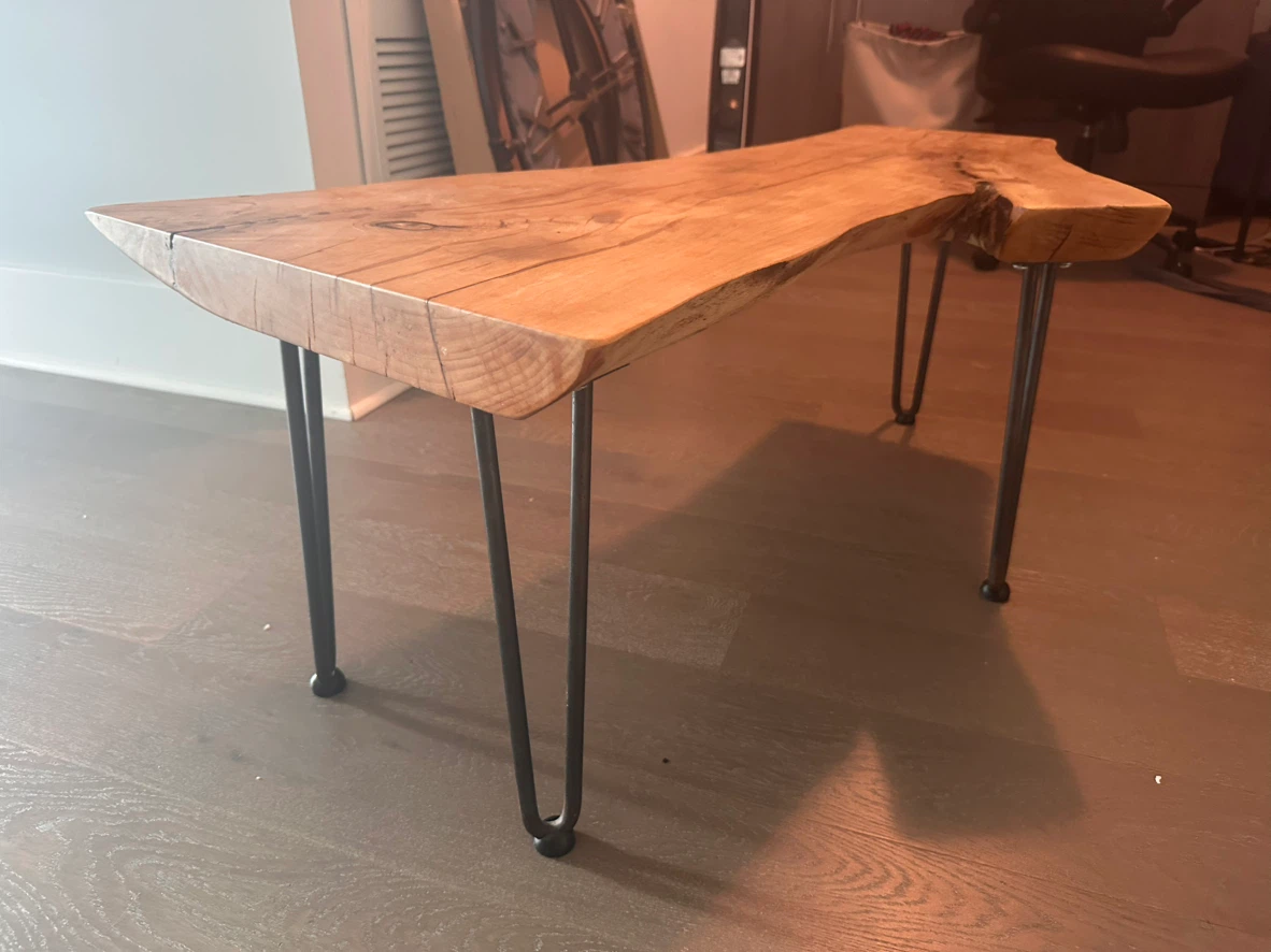 Custom live edge coffee table, with resin - photo 2