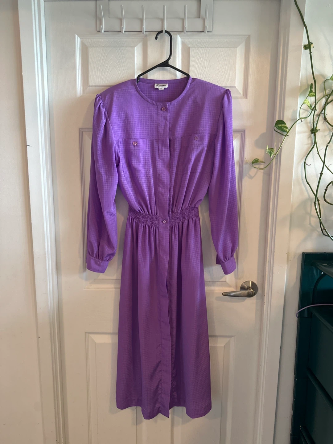 Vintage 80s Purple Button-Up Dress