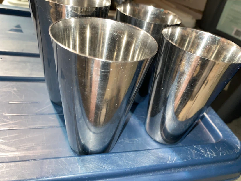 Set of 4 Stainless Steel Tumblers. 3 same one slightly bigger
