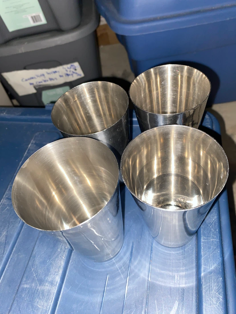 Set of 4 Stainless Steel Tumblers. 3 same one slightly bigger - photo 2
