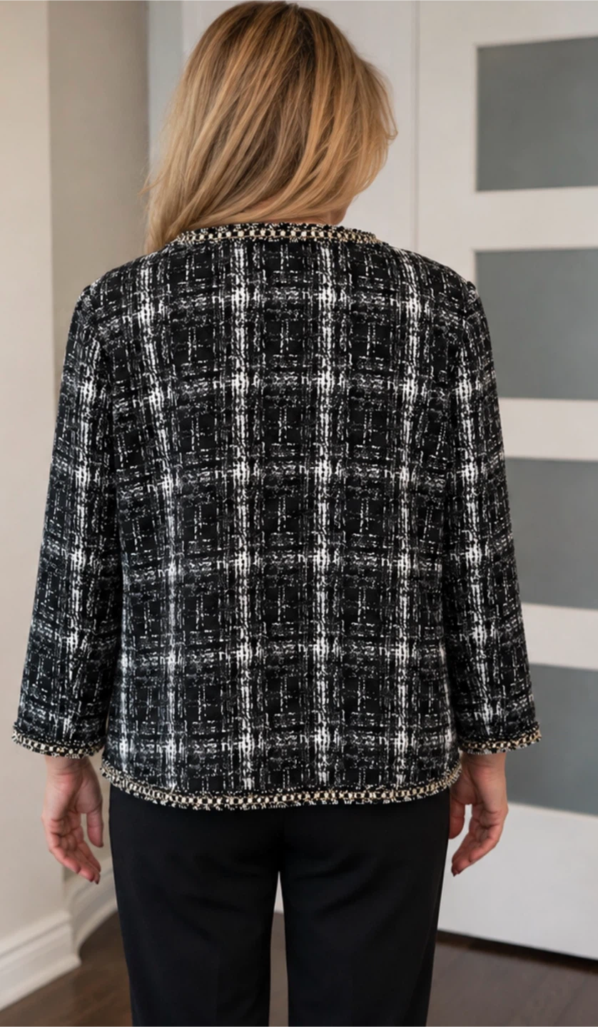 Joseph Ribkoff Black & White Plaid Jacket Size 18 - photo 2