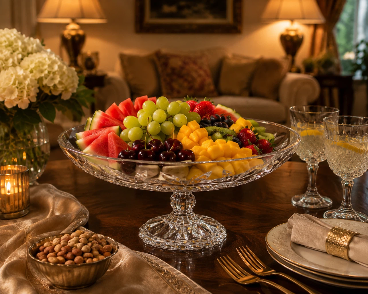 Crystal Footed Fruit Bowl
