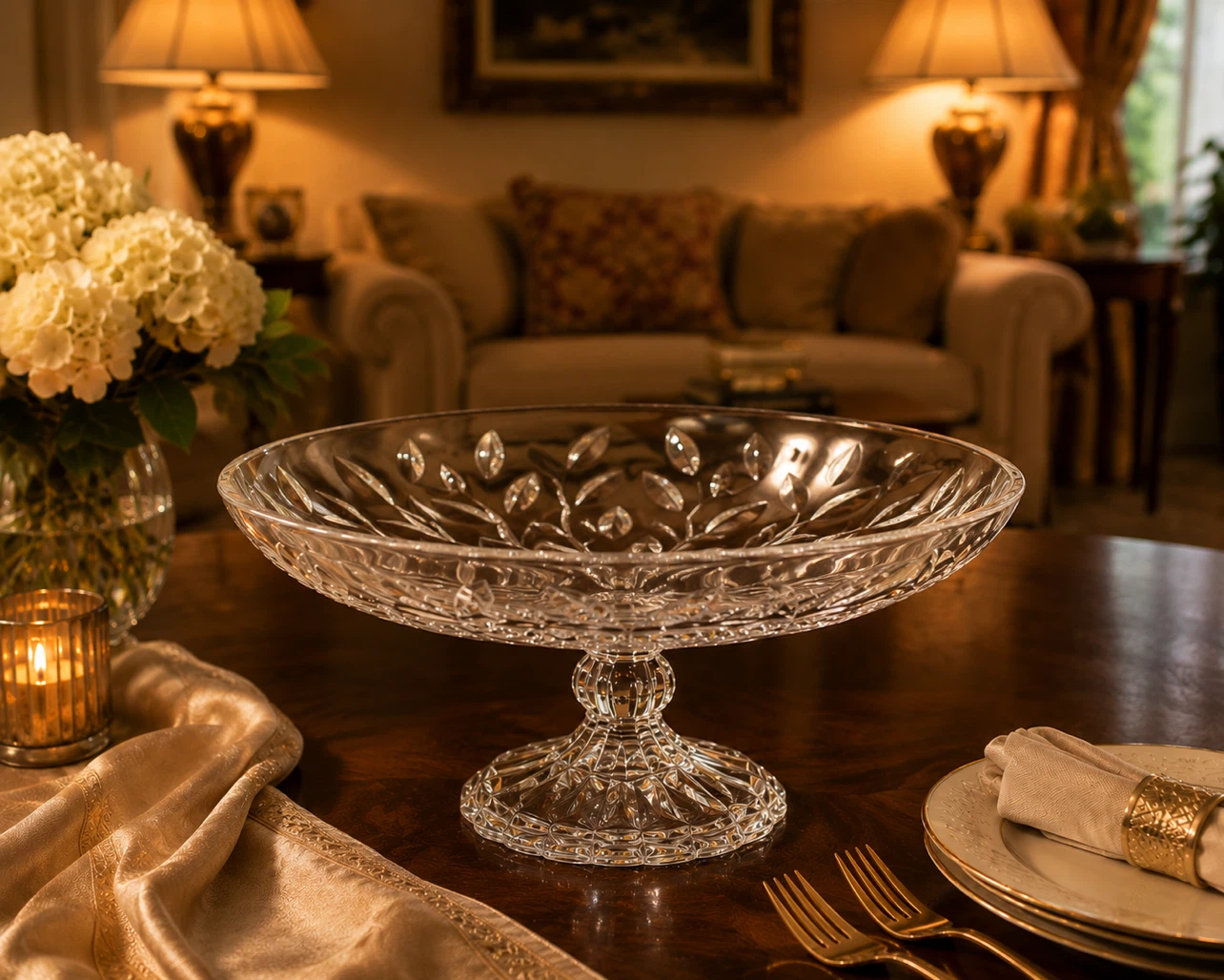 Crystal Footed Fruit Bowl - photo 2