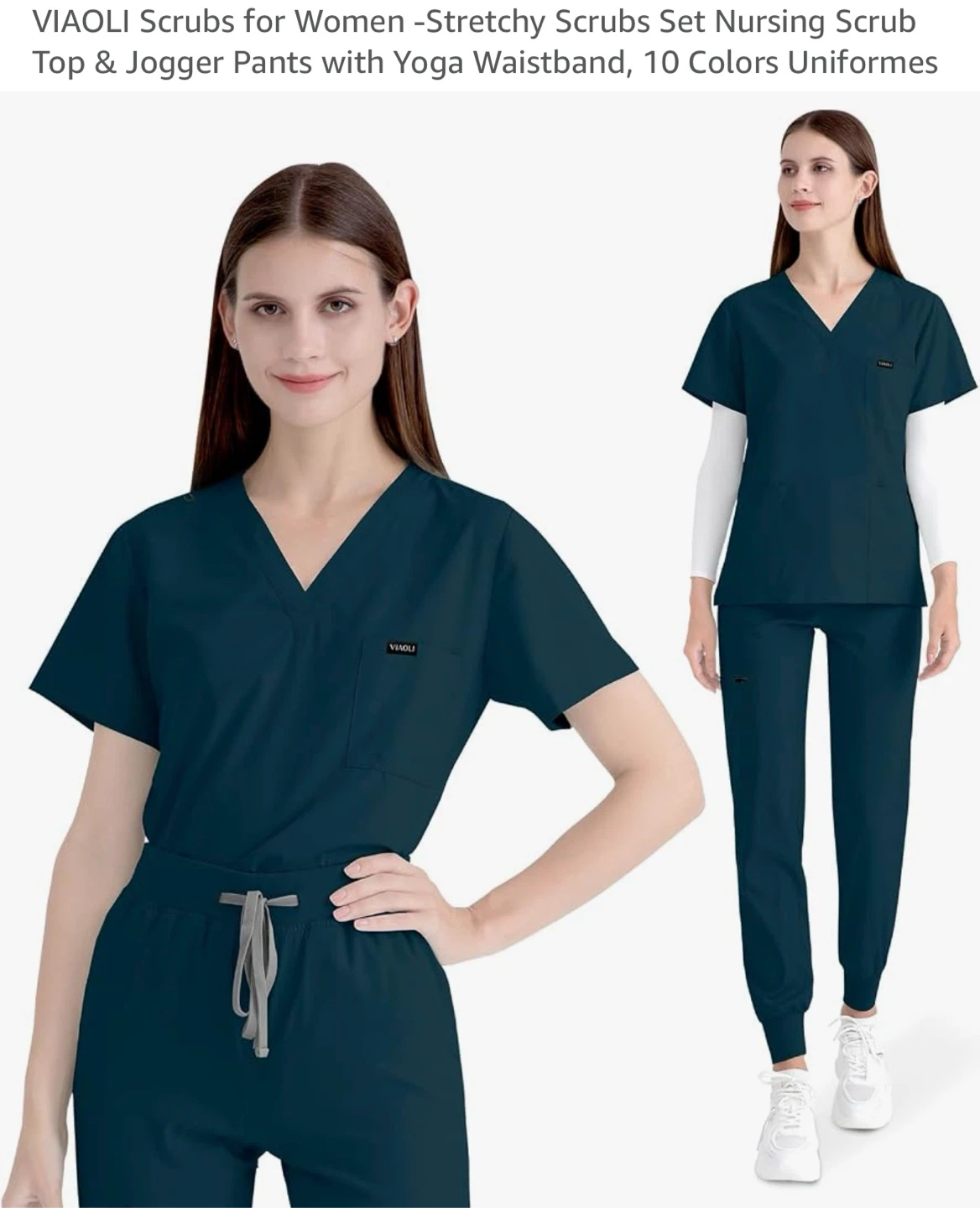 Women's Scrubs Set - Caribbean blue Jogger Style