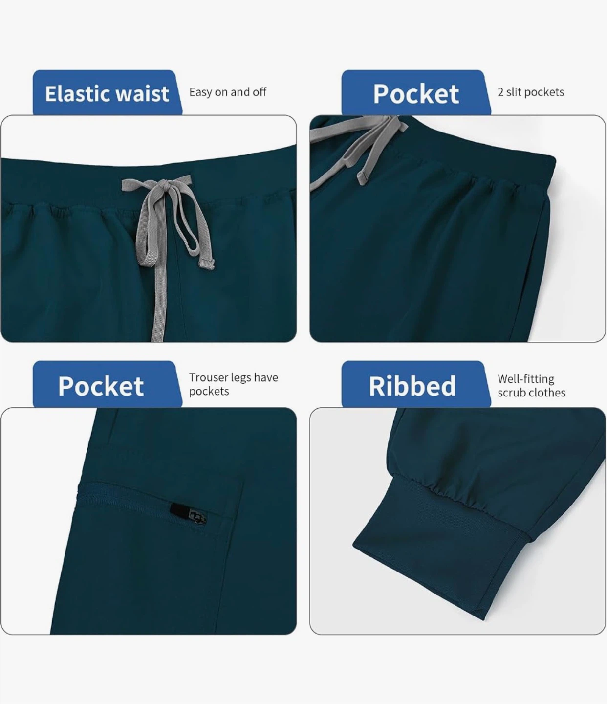 Women's Scrubs Set - Caribbean blue Jogger Style - photo 3