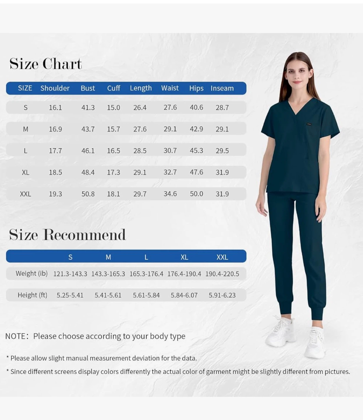 Women's Scrubs Set - Caribbean blue Jogger Style - photo 5