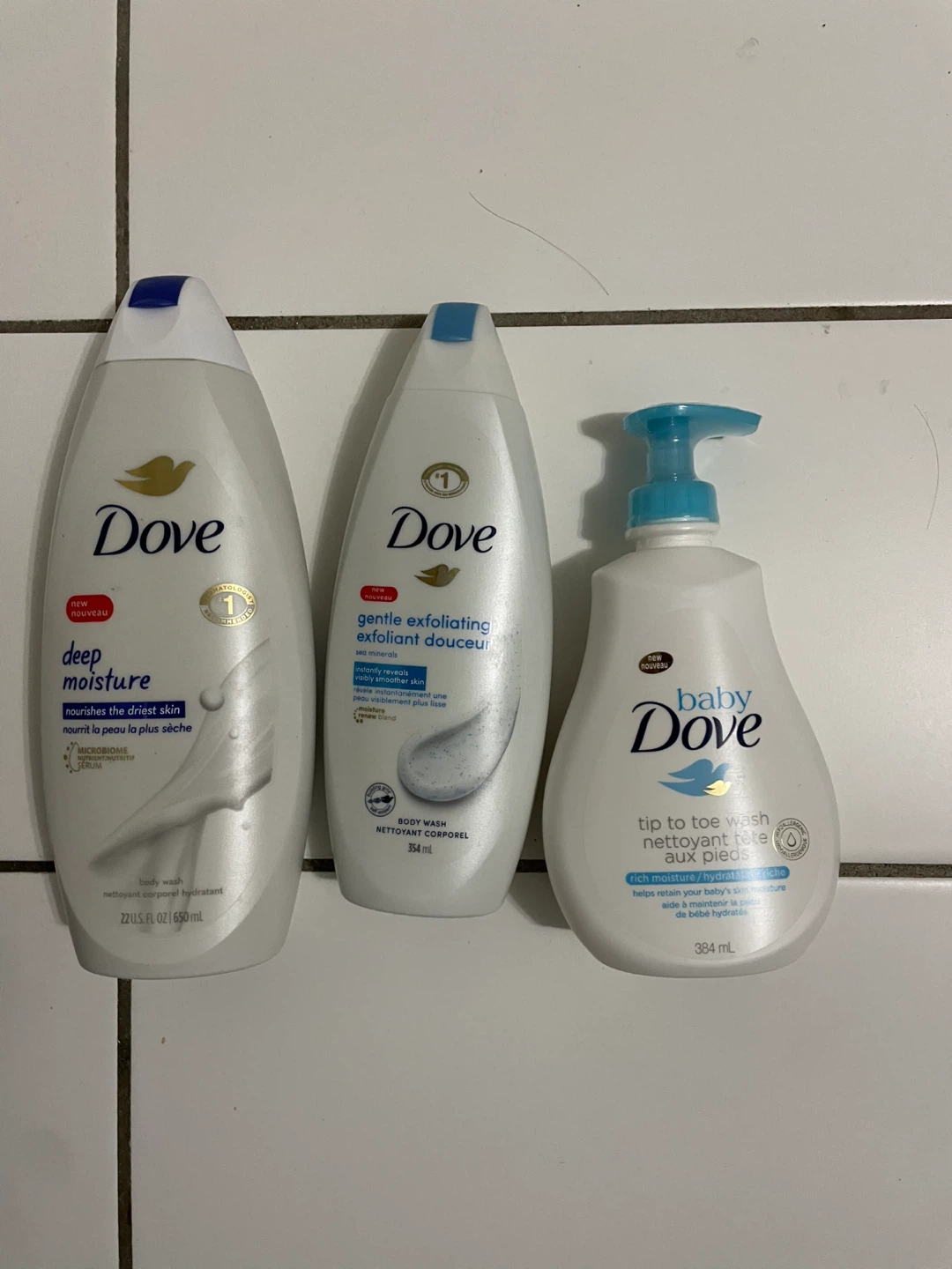 Dove Body Wash Lot: Deep Moisture & Gentle Exfoliating(Unused)