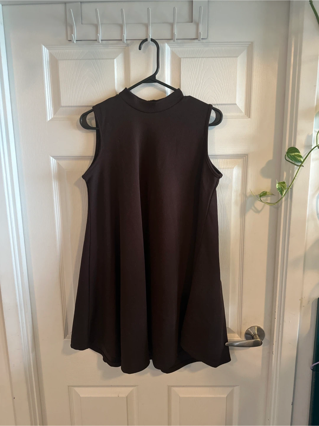Brown Sleeveless Mock Neck Dress