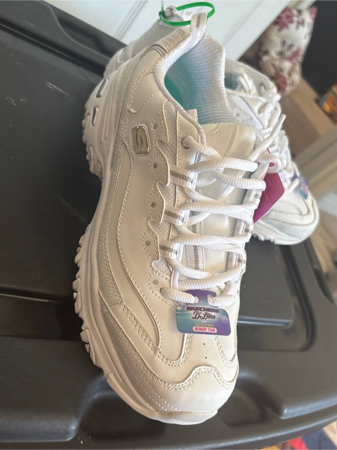 Skechers D'Lites Women's Memory Foam White Sneakers