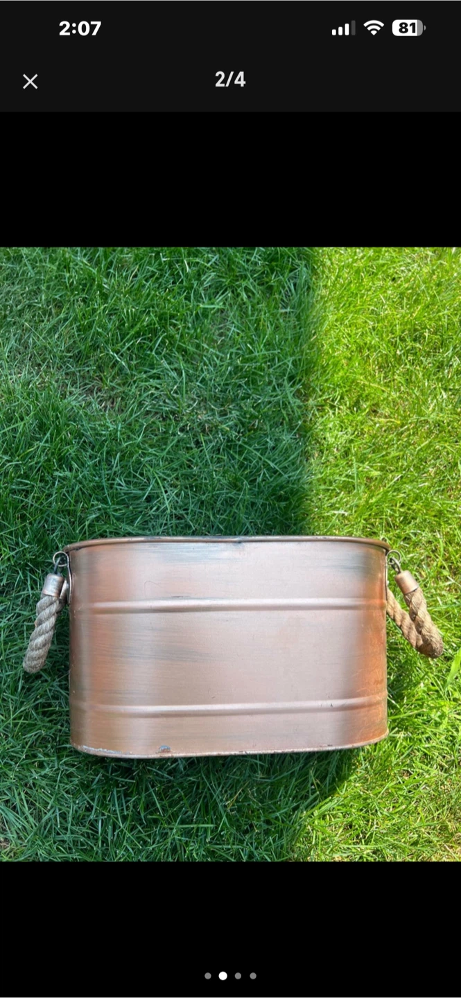 Copper Oval Planter Tub with Rope Handles - photo 2
