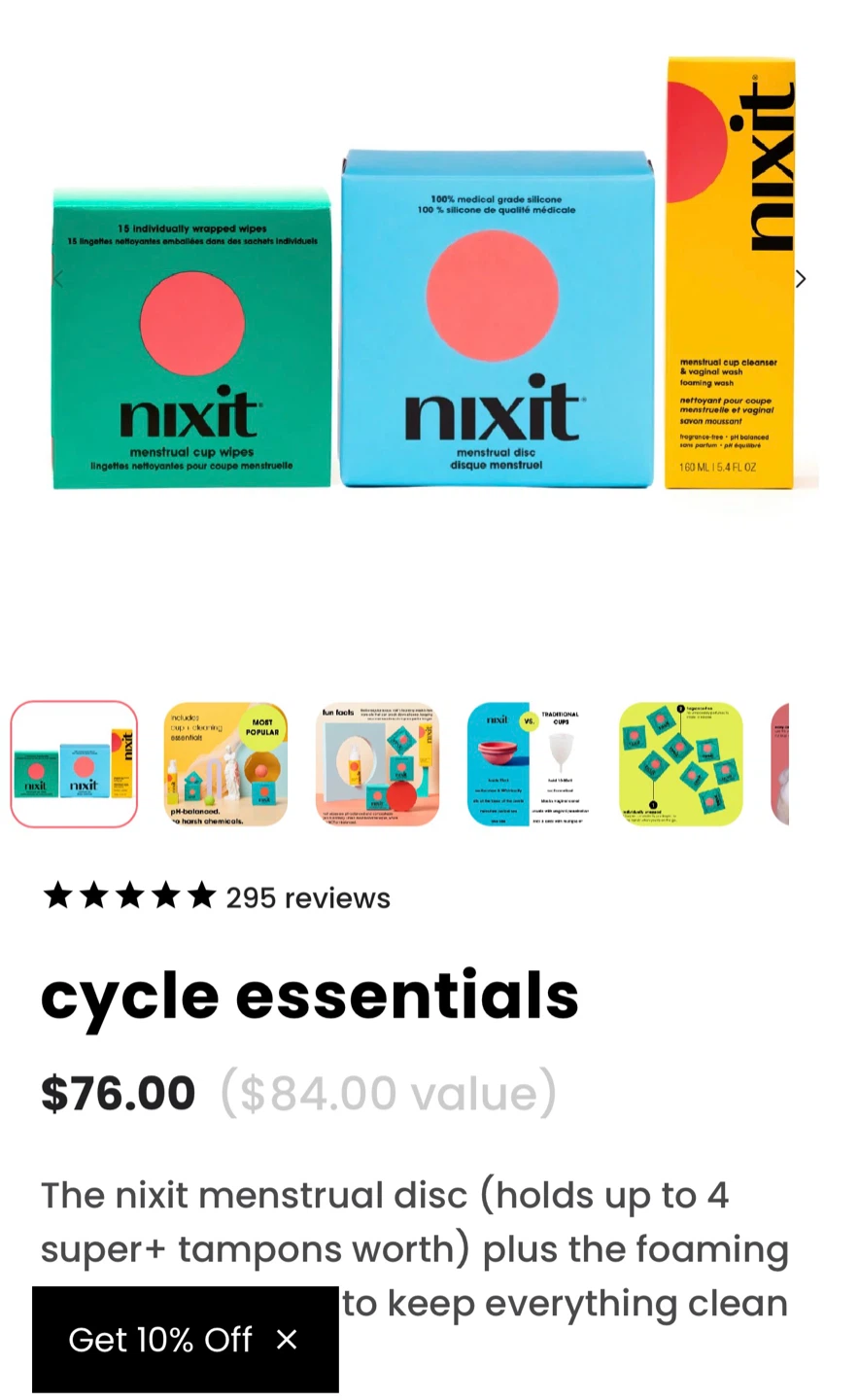 Nixit Menstrual Disc, Cup Wipes & Foaming Wash Set