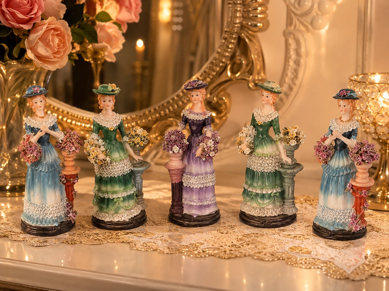 Set of 5 Elegant Vintage Lady Figurines. Each - photo 2
