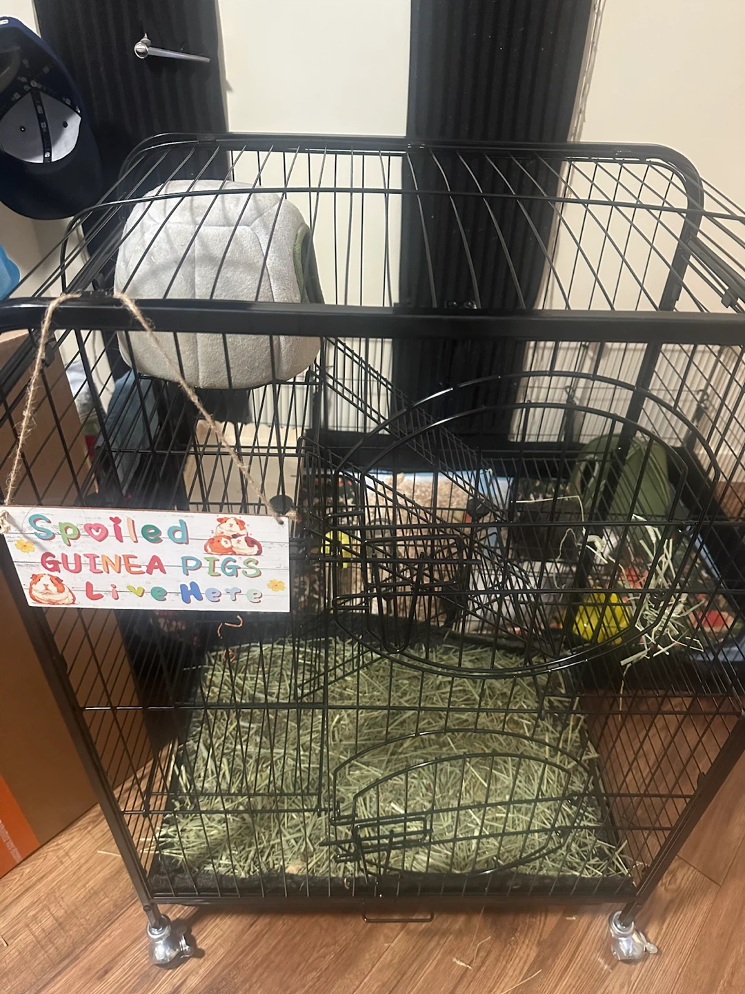 Black multi-level small animal cage with wheels - photo 4