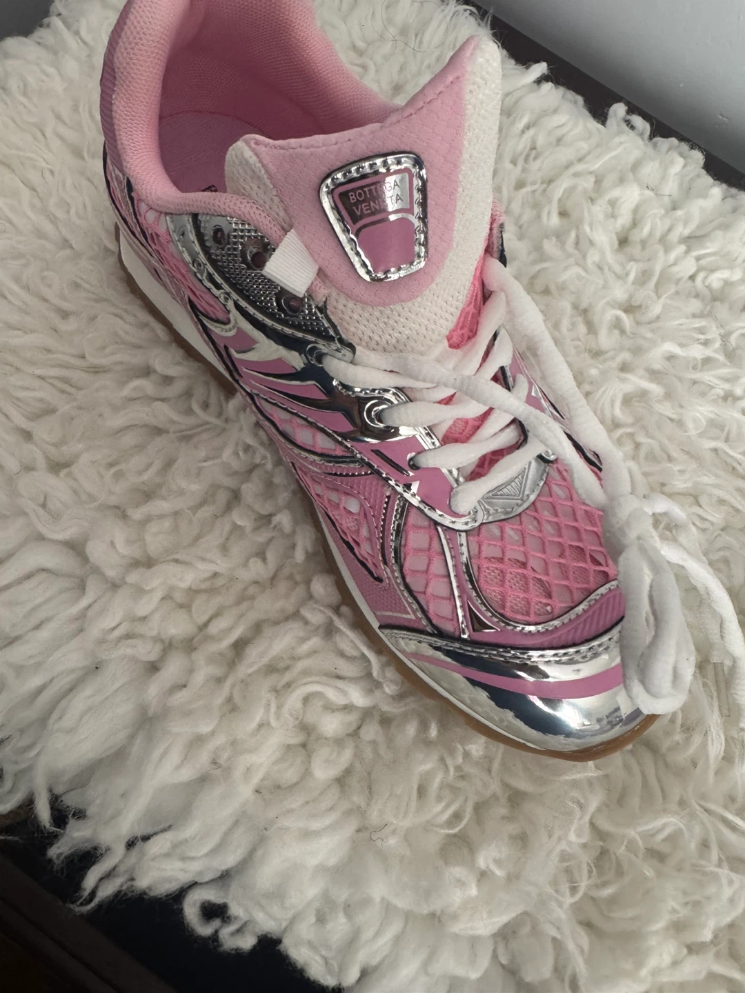 Bottega Veneta Pink Silver Athletic Shoes