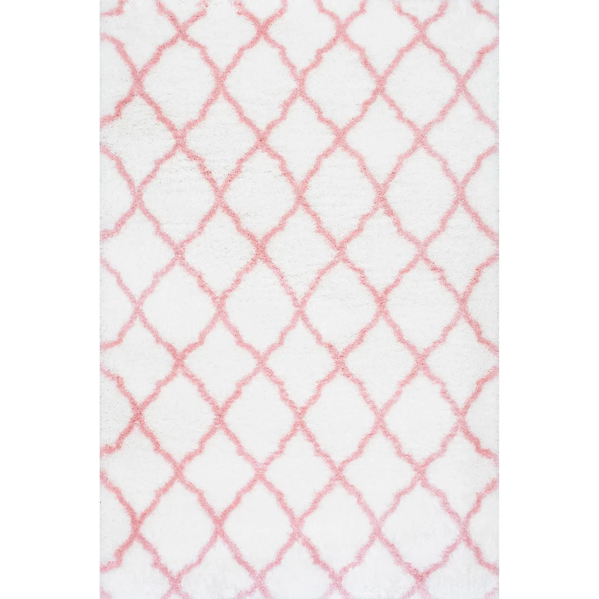 Cuanaic Trellis Shag Performance White/Pink Rug by Harriet Bee - photo 4