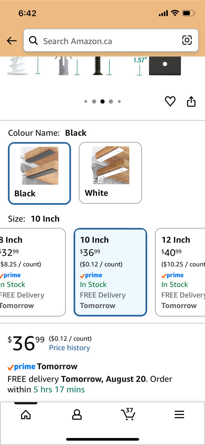 Goovilla Heavy Duty Floating Shelf Brackets - 10 Inch, Black - photo 2