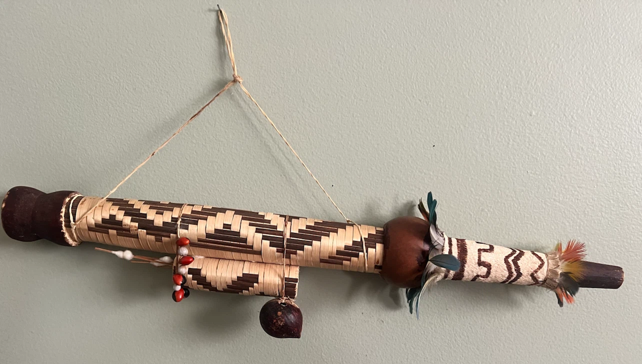 Handmade Woven Decorative Object with Feathers