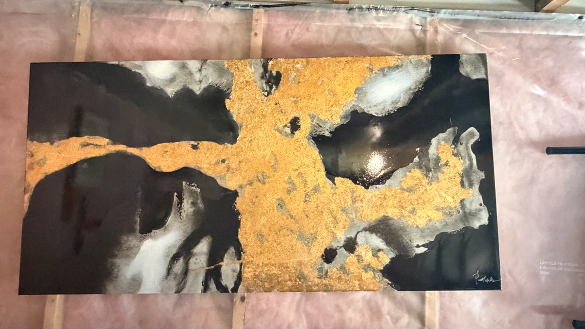 Abstract Black and Gold Wall Art - photo 2