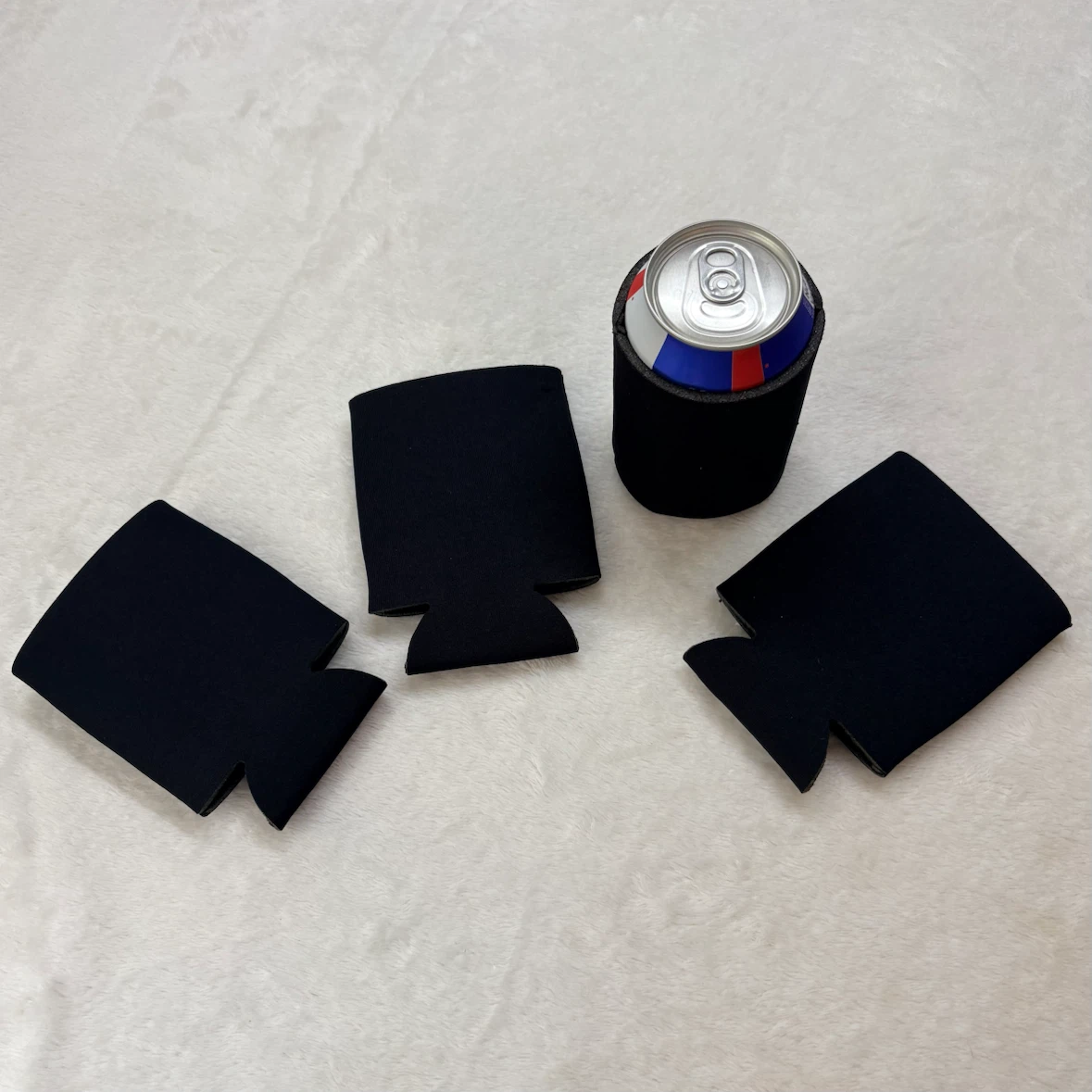 Set Of 4 Black Neoprene Drink Coozies Beverage Insulator Sleeve - photo 2