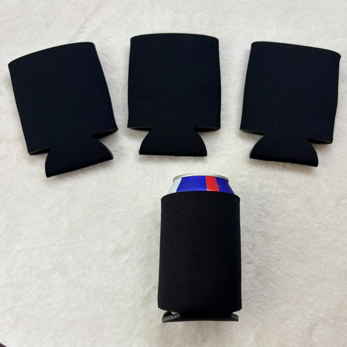 Set Of 4 Black Neoprene Drink Coozies Beverage Insulator Sleeve - photo 3