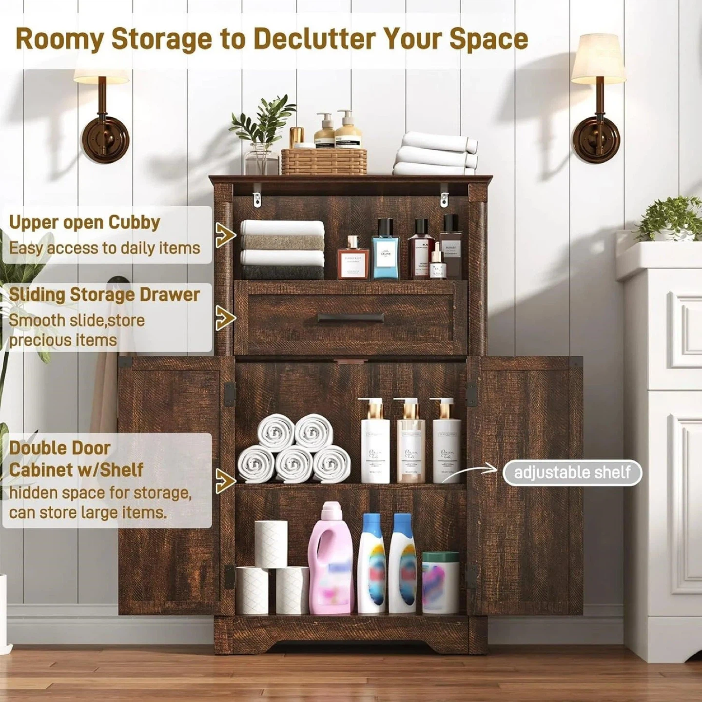 Brand New Rustic Brown Farmhouse Storage Cabinet - photo 3