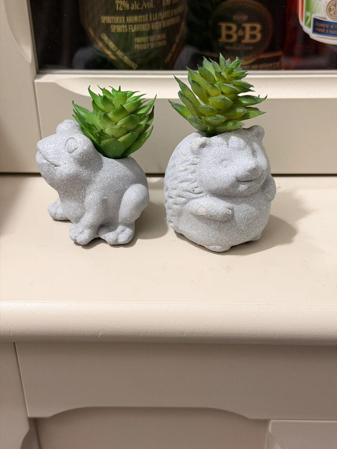 Cute Frog and Hedgehog Planters with fake Succulents - photo 3