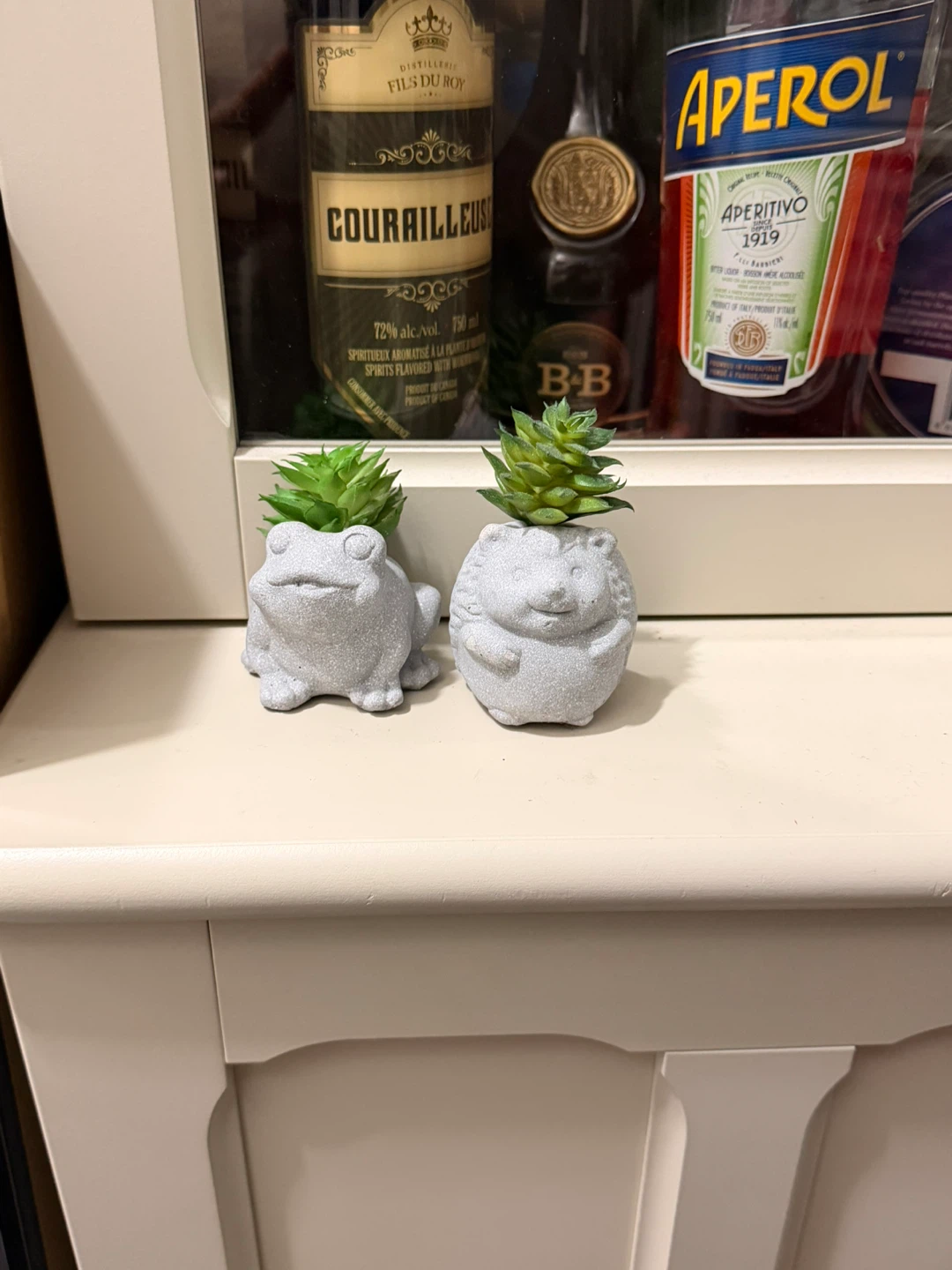 Cute Frog and Hedgehog Planters with fake Succulents - photo 4
