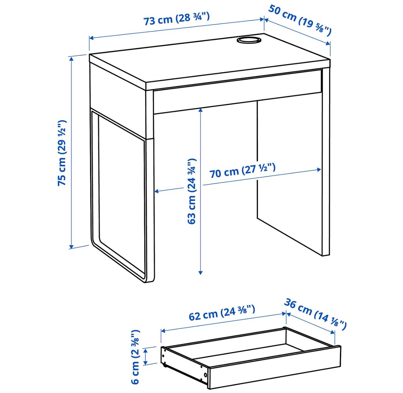 White IKEA Desk with Drawer - photo 2