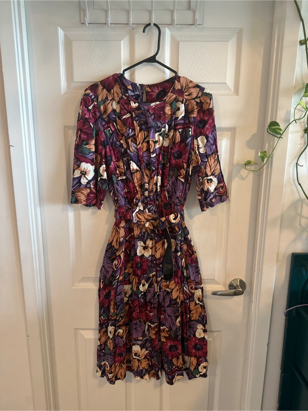 Floral Print Midi Dress with Belt