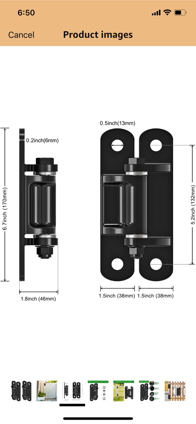 Insaga 6.7" Heavy Duty Gate Hinges (2 Pack) - photo 3