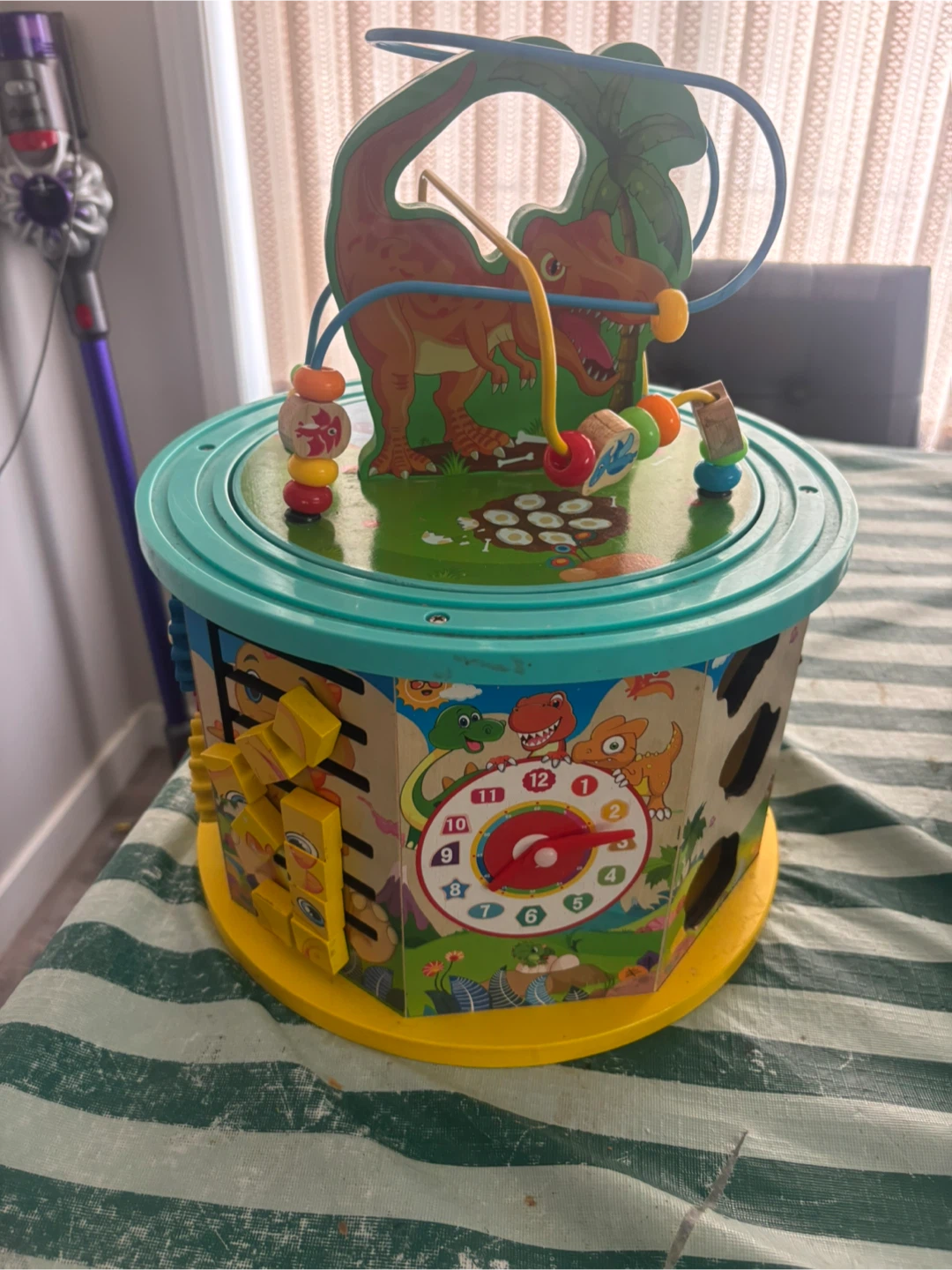 Wooden Activity Cube with Dinosaur Theme