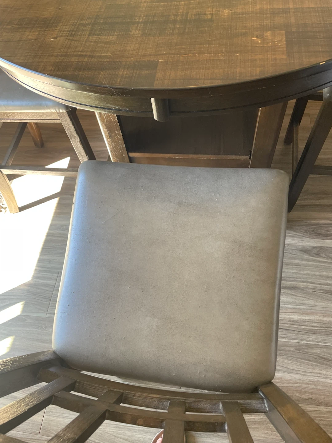 Round Dark Wood Dining Table with 4 Chairs - photo 2
