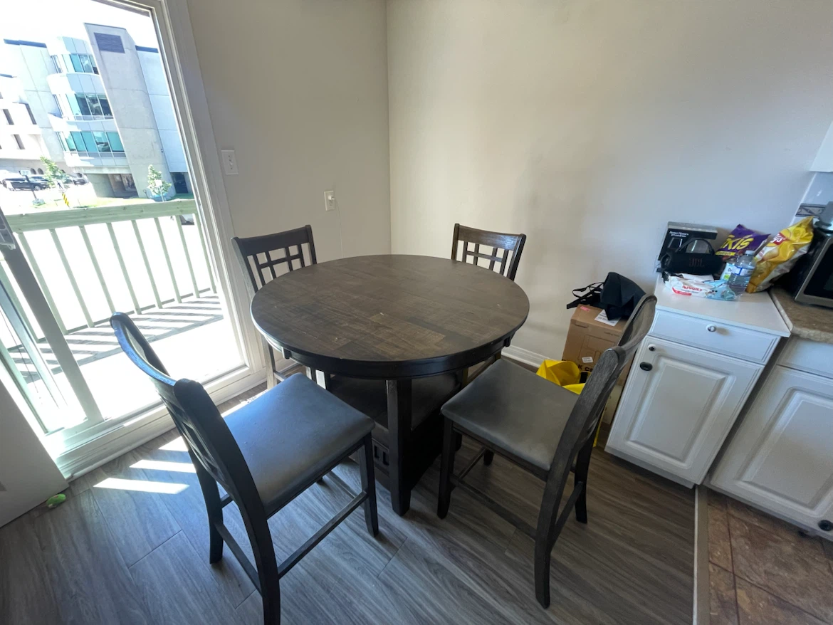 Round Dark Wood Dining Table with 4 Chairs - photo 3