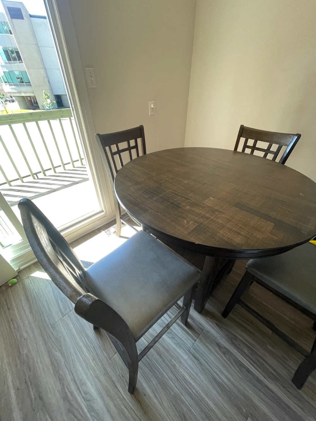 Round Dark Wood Dining Table with 4 Chairs - photo 4