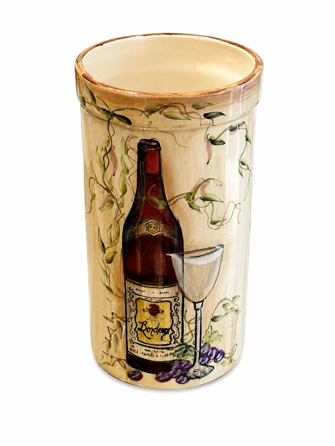 Hand-Painted Vineyard Ceramic Wine Bottle Holder