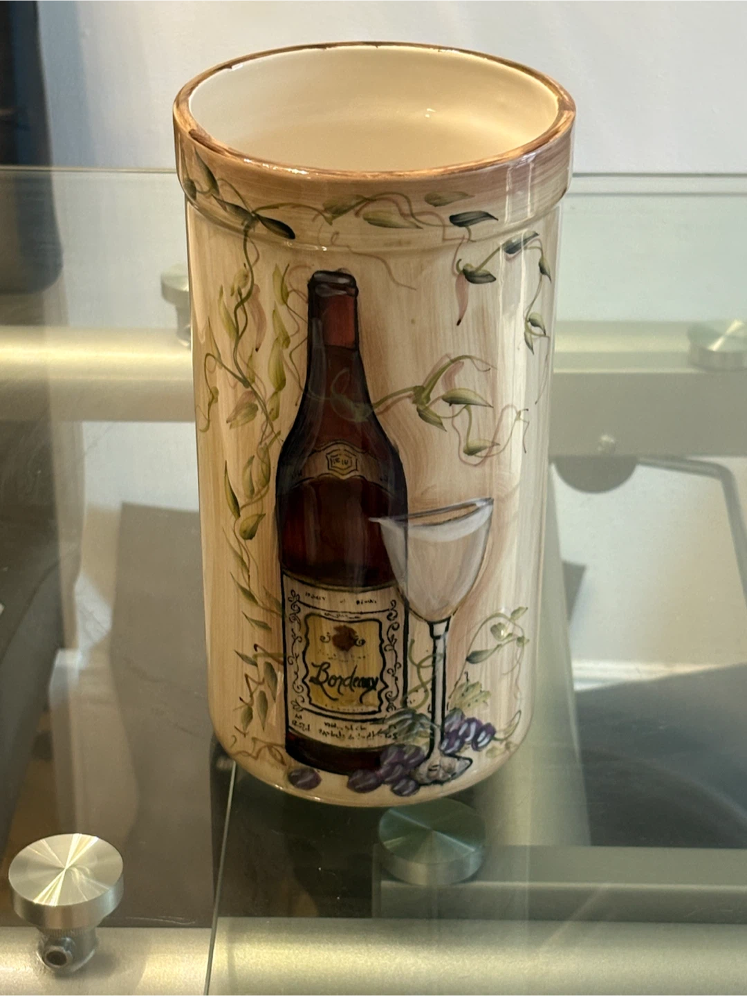 Hand-Painted Vineyard Ceramic Wine Bottle Holder - photo 3