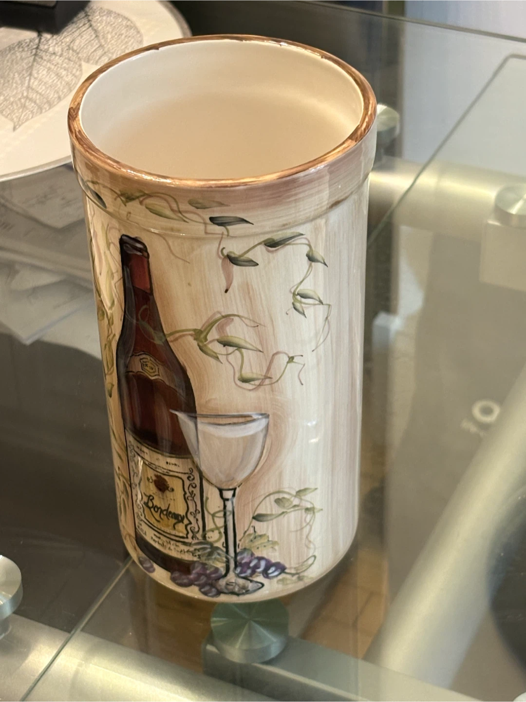 Hand-Painted Vineyard Ceramic Wine Bottle Holder - photo 4