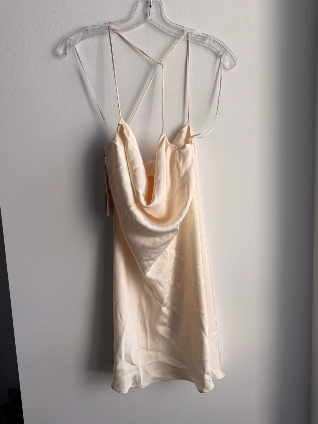 Zara Satin Cowl Neck Slip Dress Cream Size M