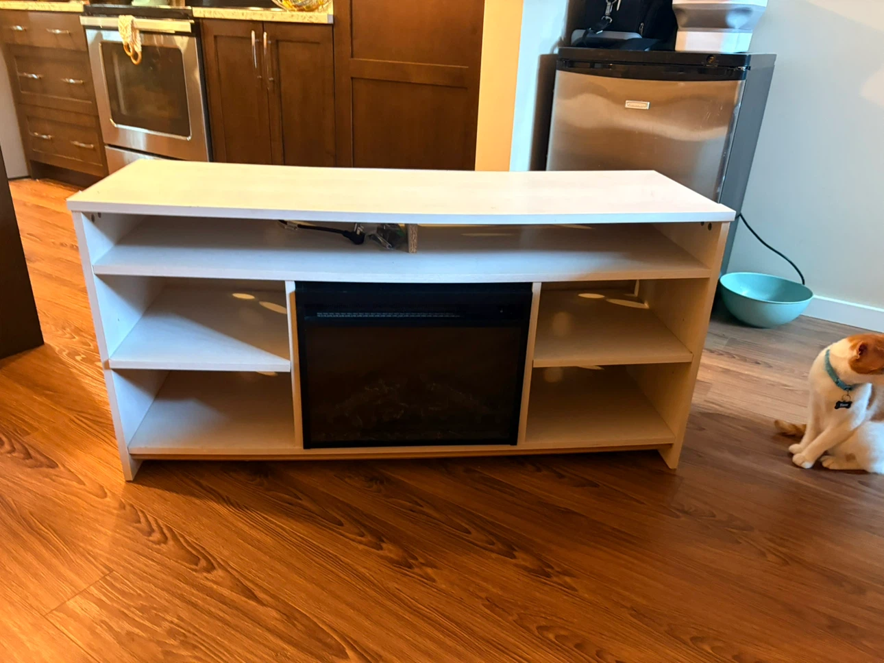 White Media Console with Electric Fireplace - photo 2