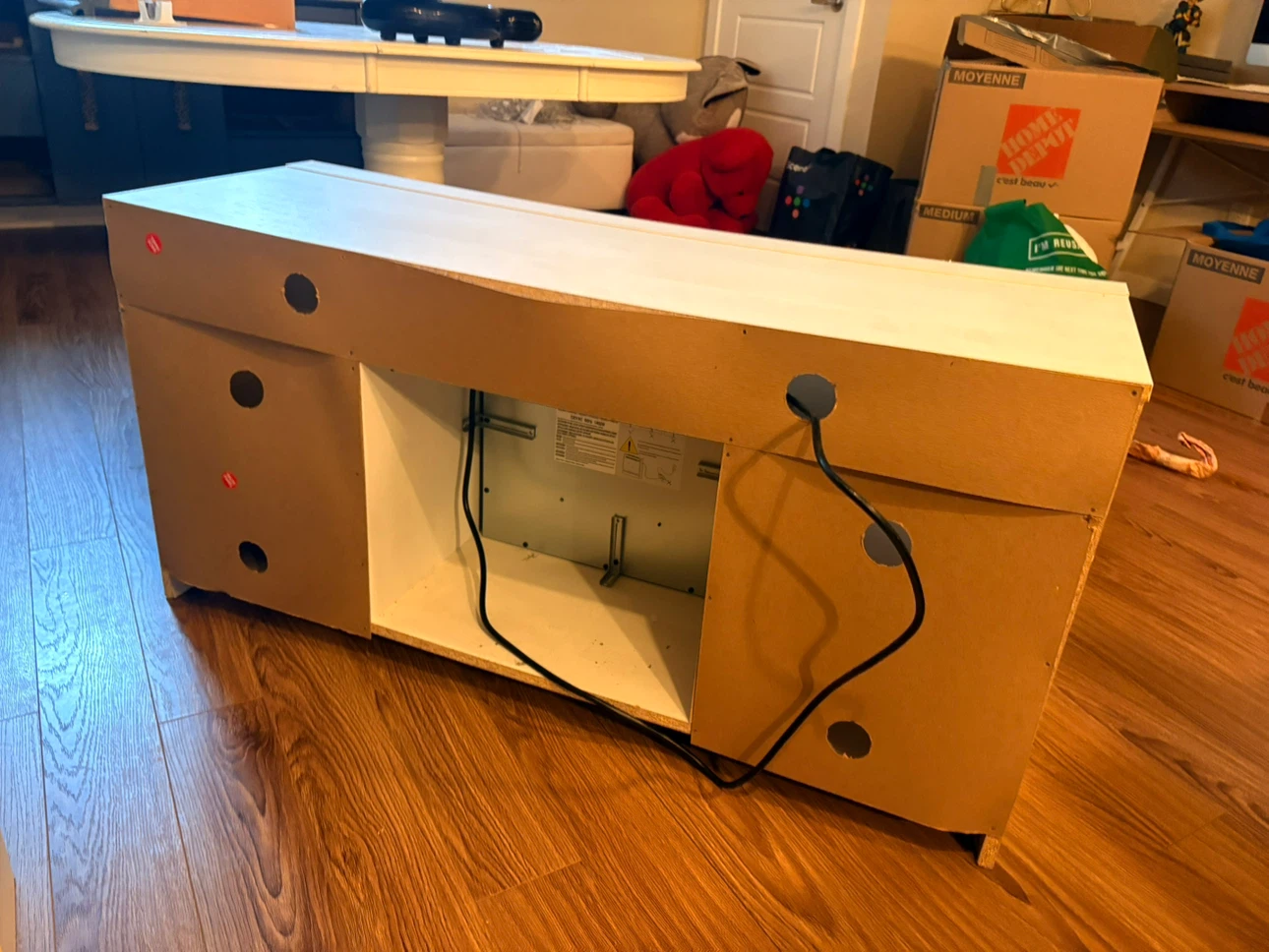 White Media Console with Electric Fireplace - photo 3