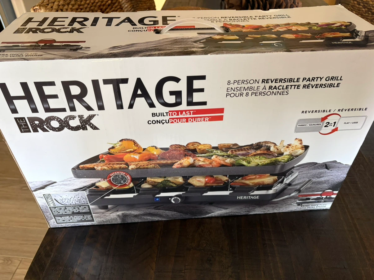 NEW $50 Heritage Rock 8-Person Raclette Party Grill