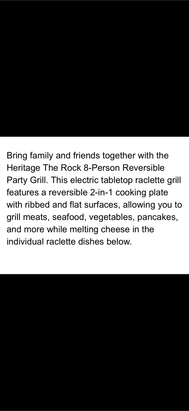 NEW $50 Heritage Rock 8-Person Raclette Party Grill - photo 3