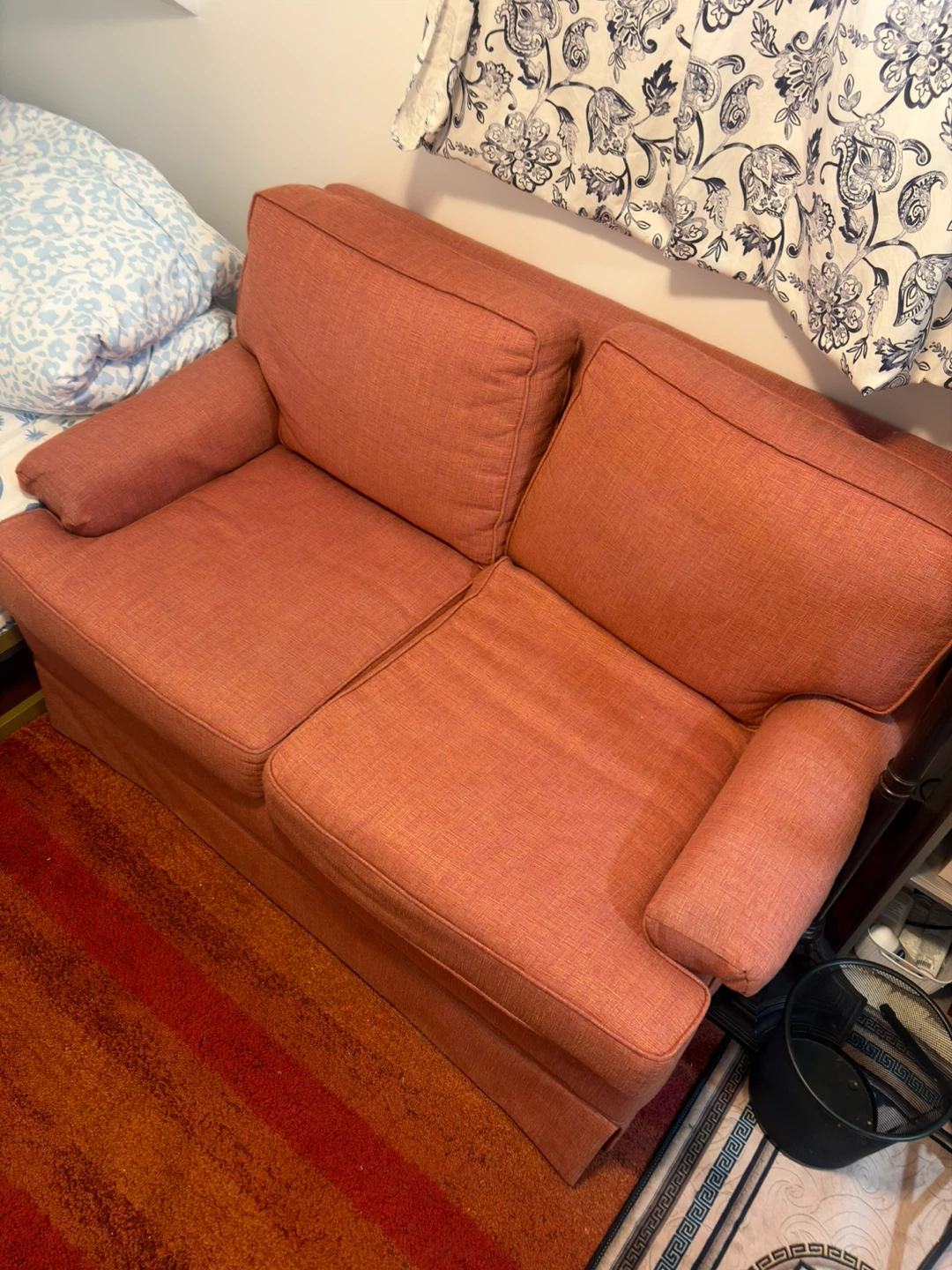 Salmon Pink Loveseat Sofa