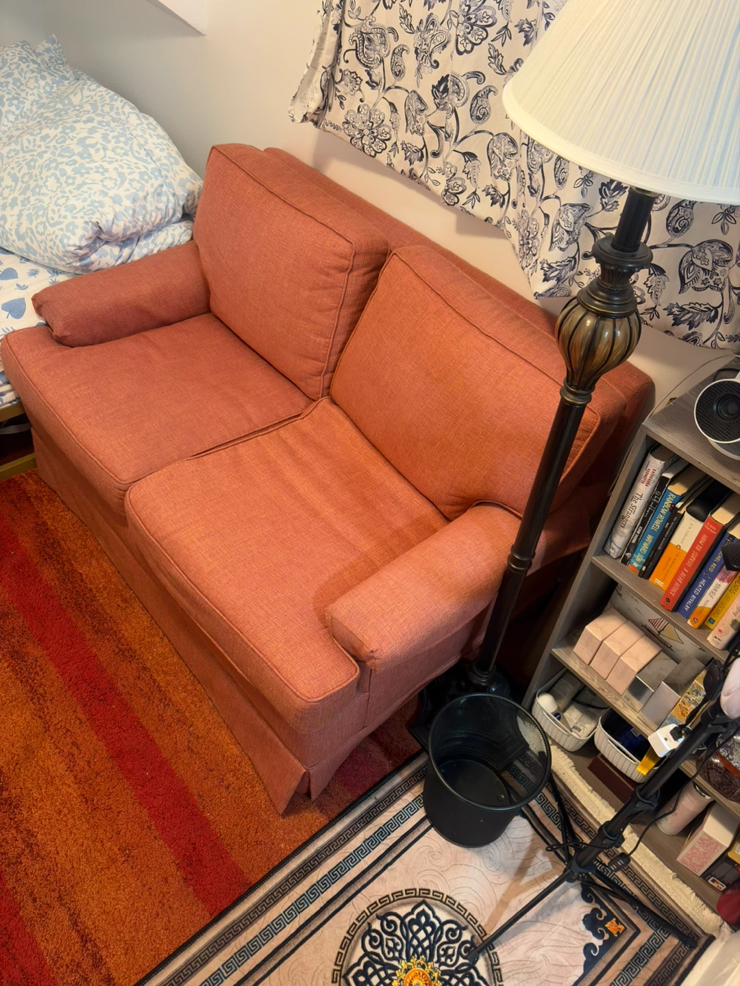 Salmon Pink Loveseat Sofa - photo 2
