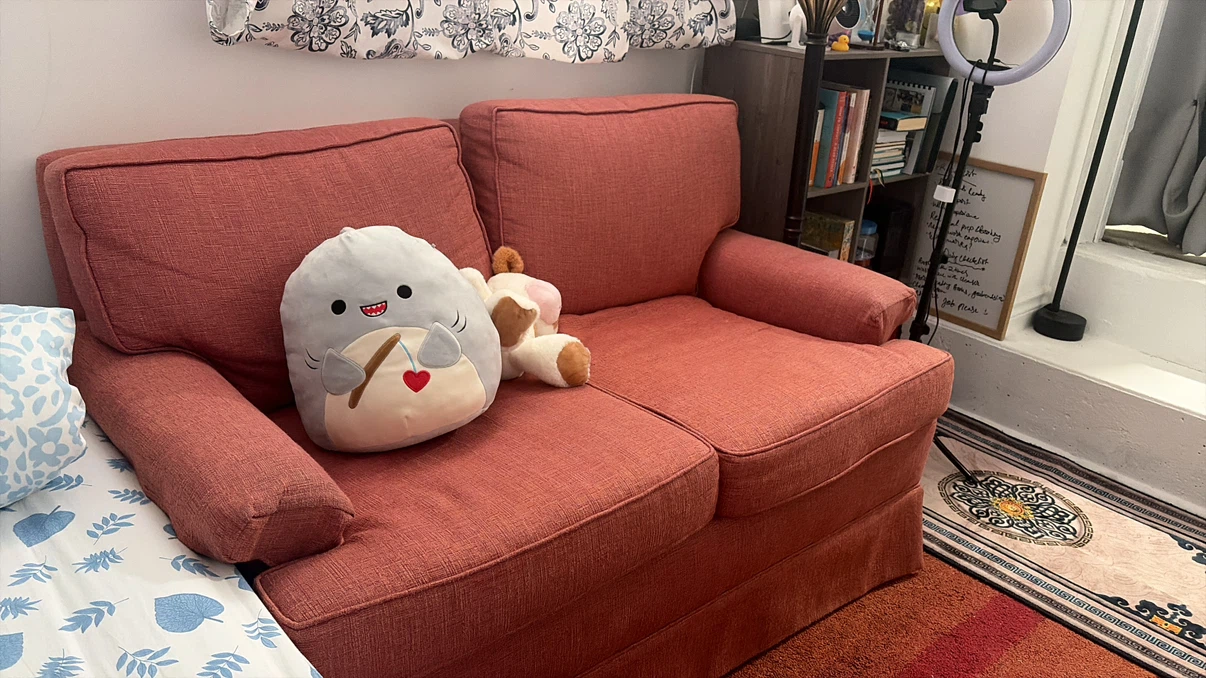 Salmon Pink Loveseat Sofa - photo 3