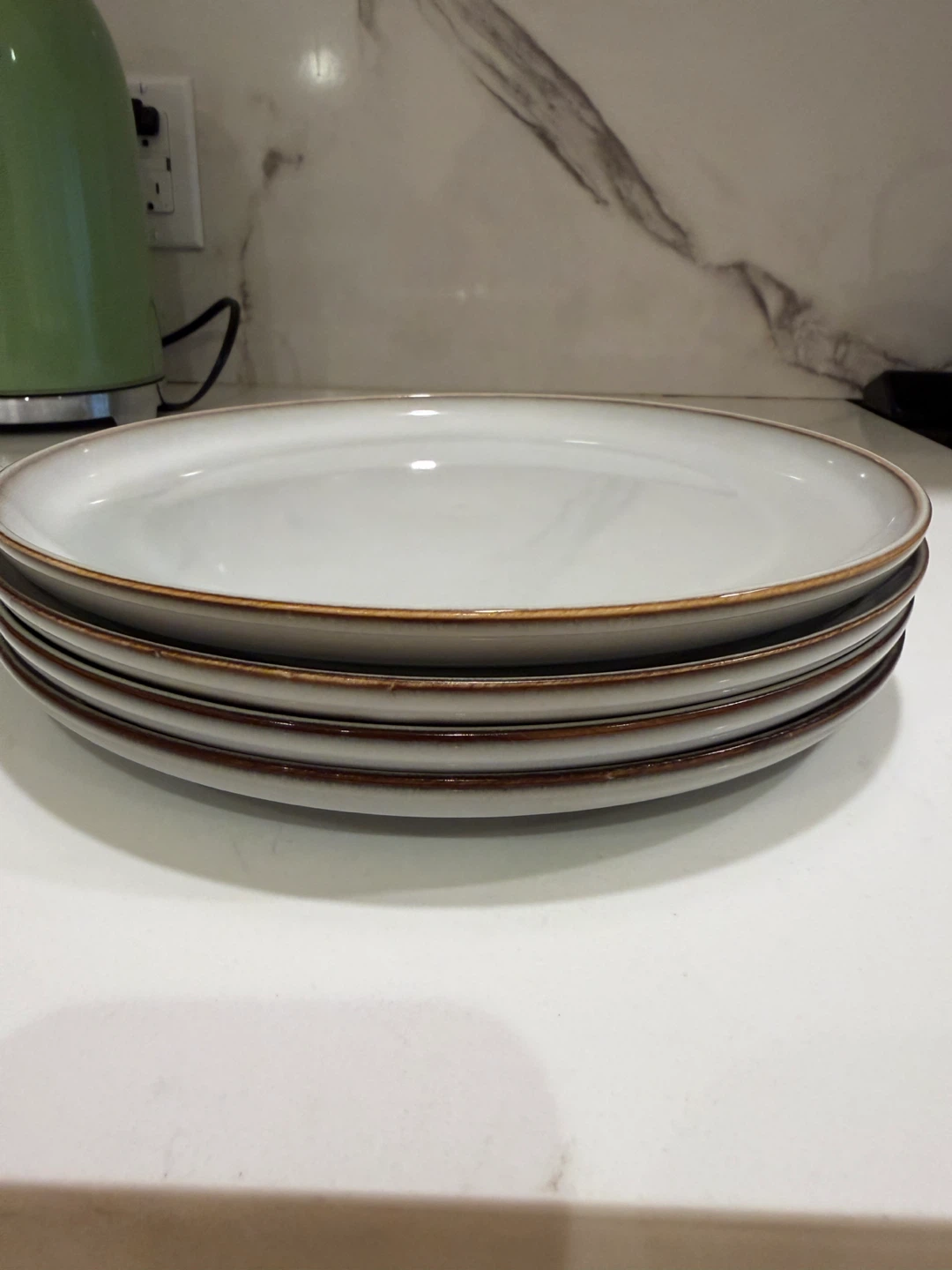 Set of 4 Light Grey Dinner Plates
