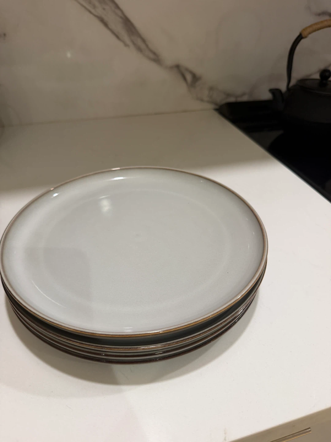 Set of 4 Light Grey Dinner Plates - photo 3