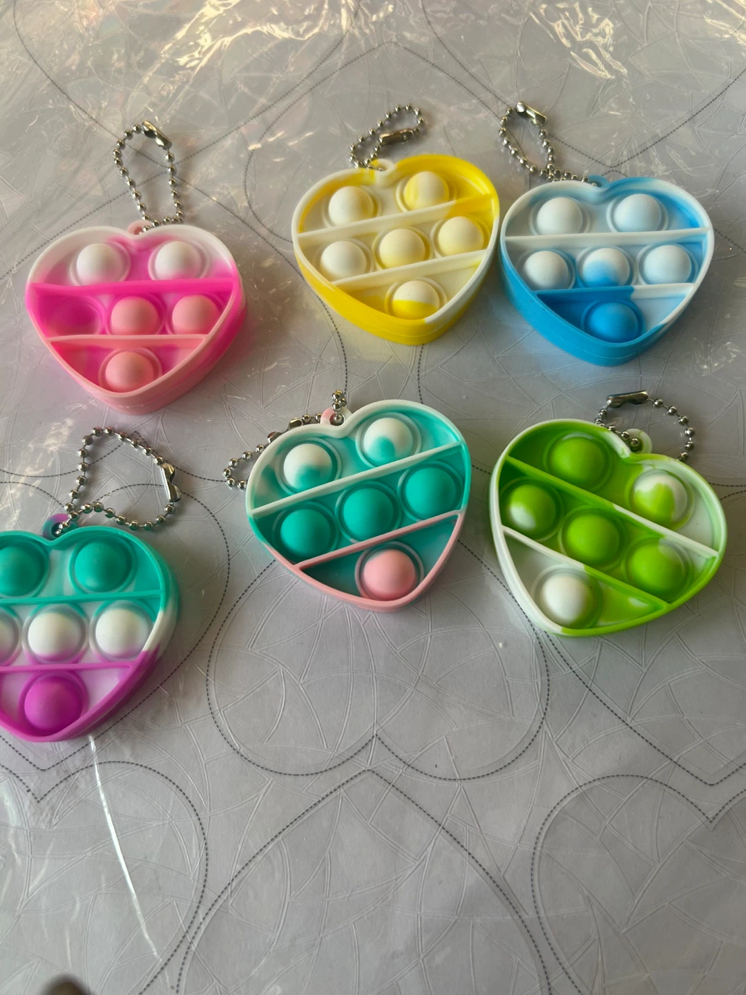 Heart Shape Pop It Fidget Toy Keychain