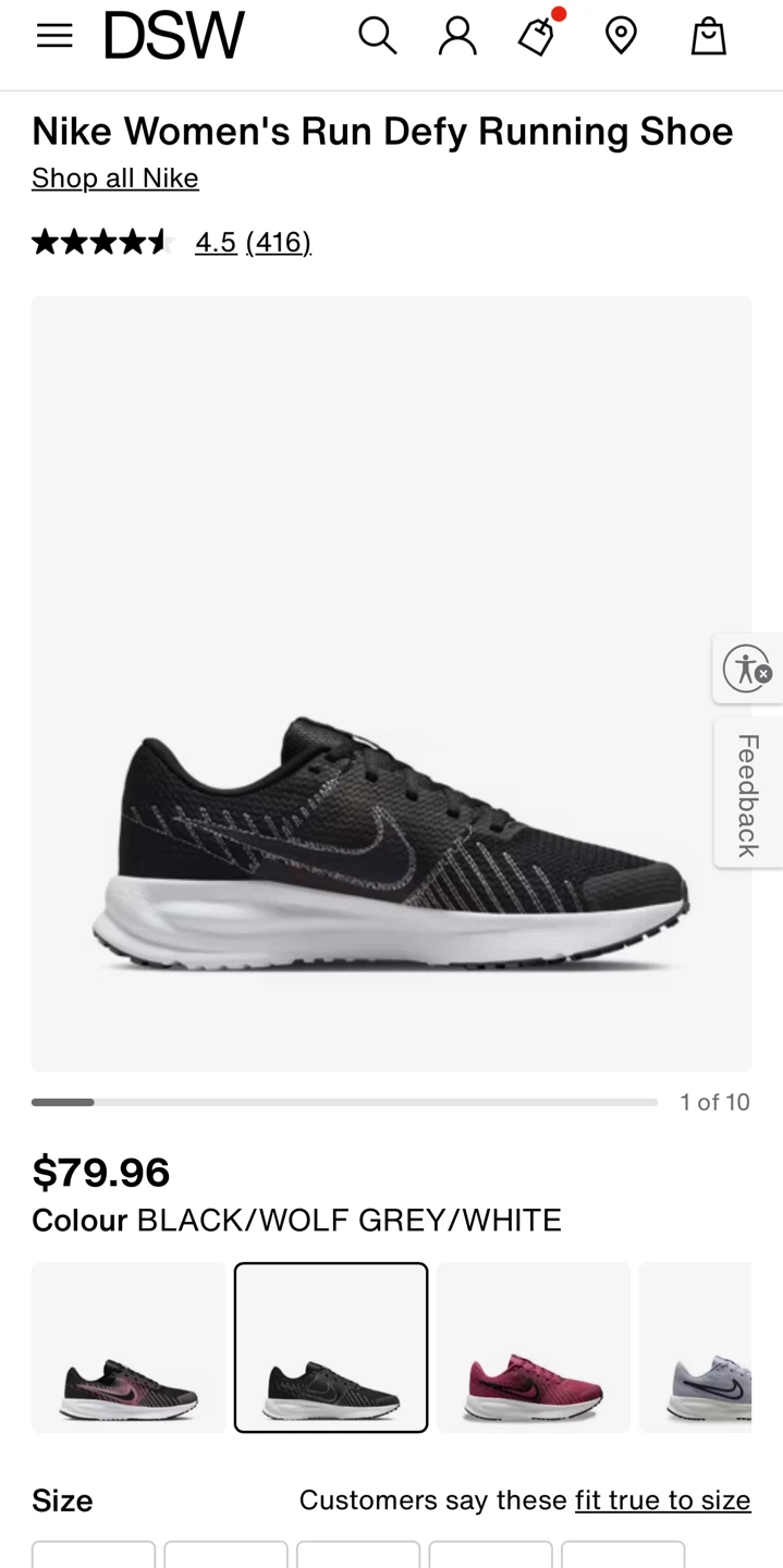 Women Nike run defy running shoe  size 7 1/2 shoes - photo 2