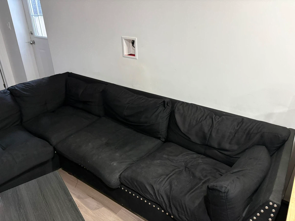 Black Sectional Sofa with Studded Accents - photo 2